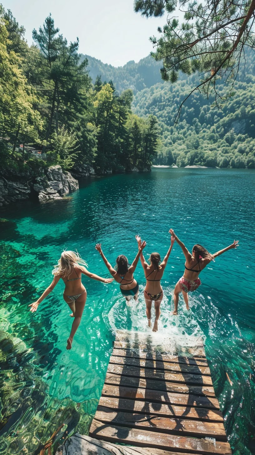 Stockcake Joyful Lake Jump 1736798528